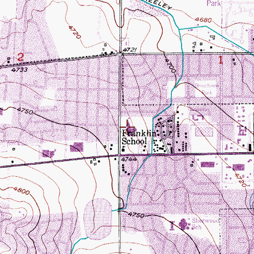 Topographic Map of Franklin Middle School, CO