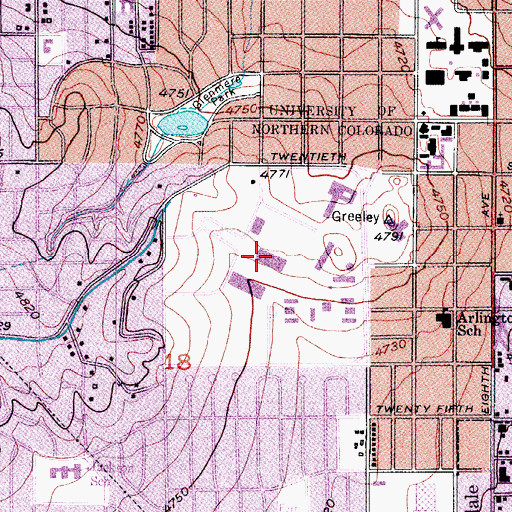 Topographic Map of University of Northern Colorado, CO