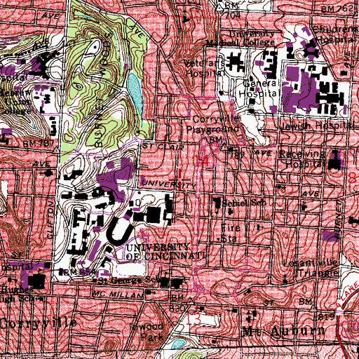 Topographic Map of Sawyer Hall, OH