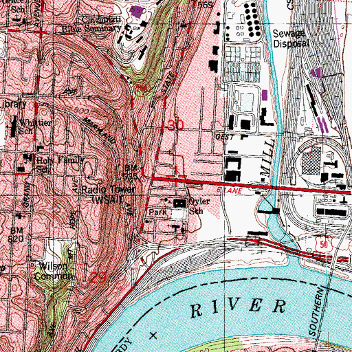 Topographic Map of Lower Price Hill, OH