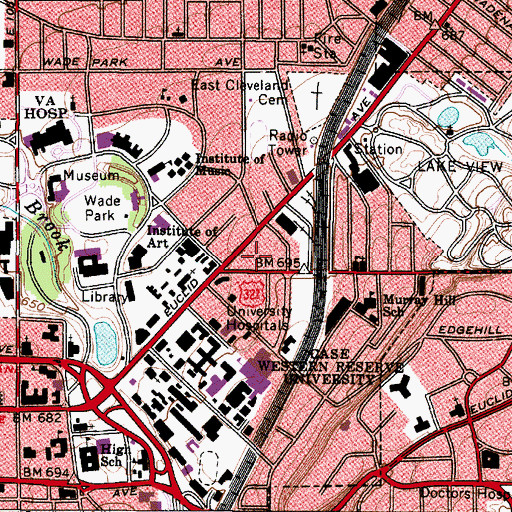 Topographic Map of Ohio College of Podiatry, OH