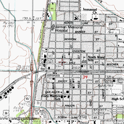 Topographic Map of Tuscola Post Office, IL
