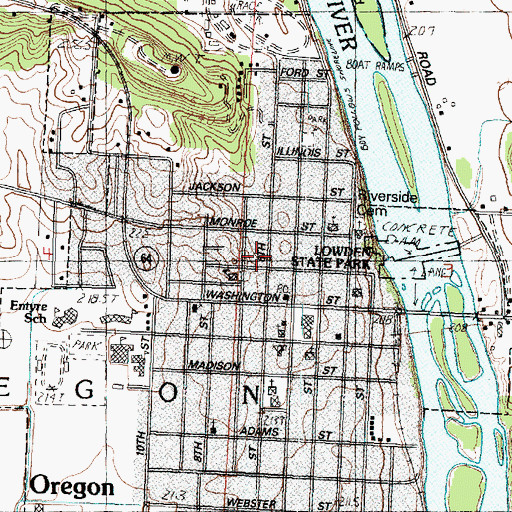 Topographic Map of Oregon Bible College, IL