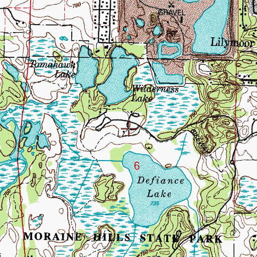 Topographic Map of Lake Defiance Day Use Area, IL