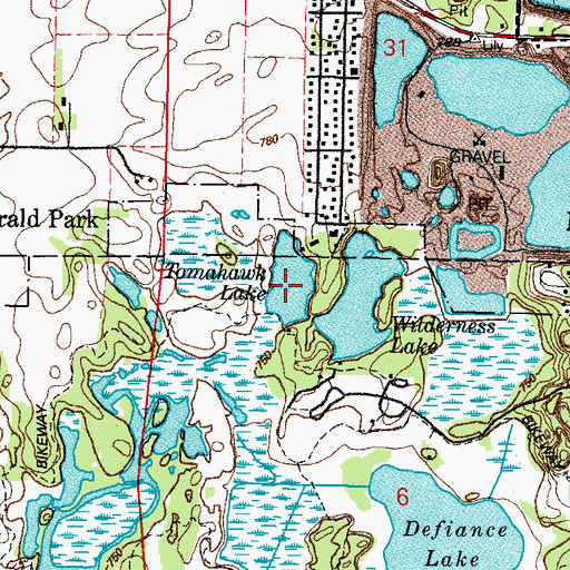 Topographic Map of Tomahawk Lake, IL
