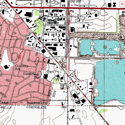 Topographic Map of Virginia Plaza Shopping Center, IL