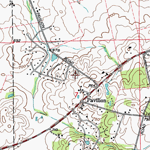 Topographic Map of Pavillion Cemetery, IL