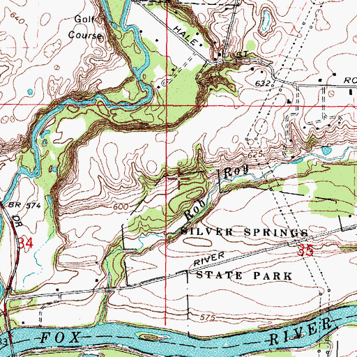 Topographic Map of Beaver Dam Hiking and Cross-Country Ski Trail, IL