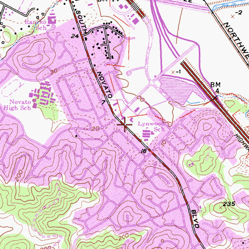 Topographic Map of Lynwood Park, CA