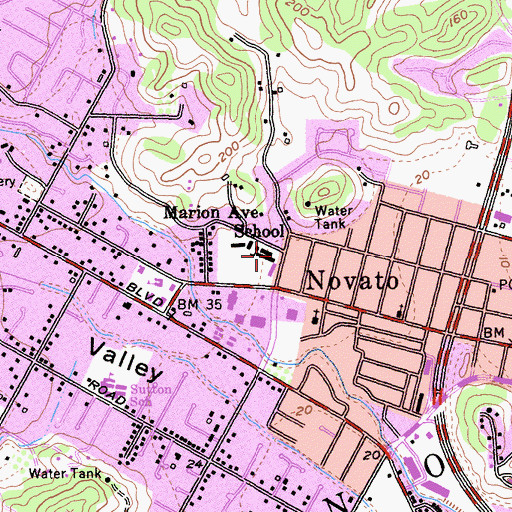 Topographic Map of Stafford Grove Park, CA