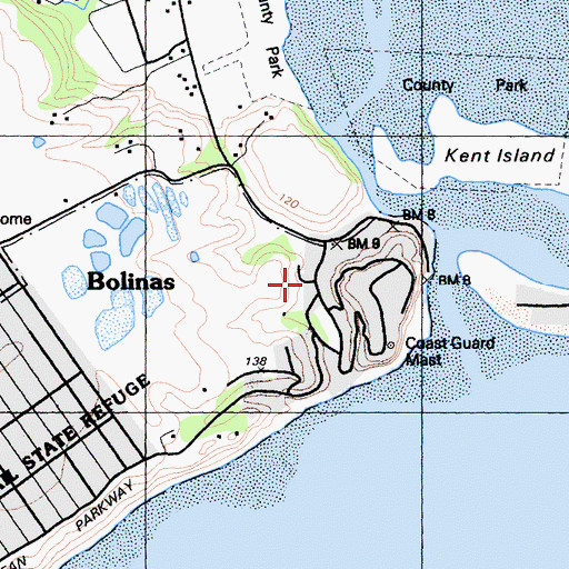 Topographic Map of Bolinas Post Office, CA