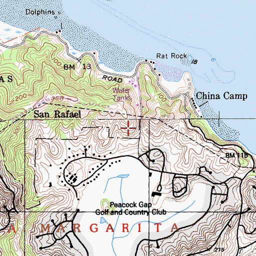 Topographic Map of Peacock Gap Trail, CA