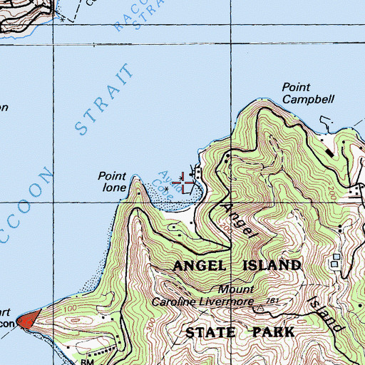 Topographic Map of Angel Island State Park Visitor Center, CA