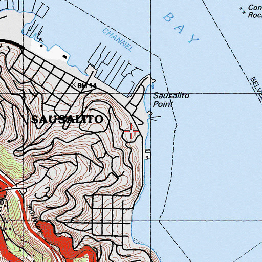 Topographic Map of Sausalito Yacht Club, CA
