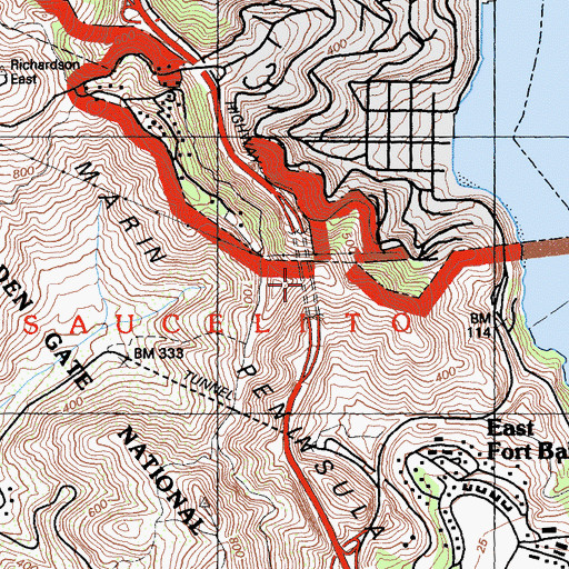 Topographic Map of Waldo Tunnel, CA