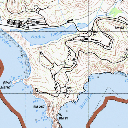 Topographic Map of Battery Alexander Campground, CA