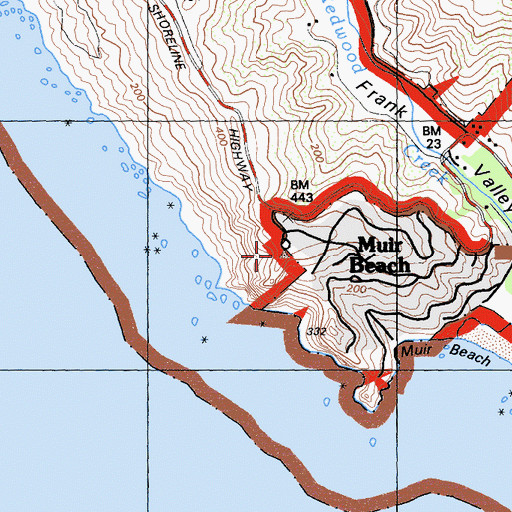 Topographic Map of Muir Beach Overlook, CA