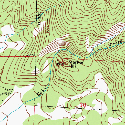 Topographic Map of Marker Hill, CO