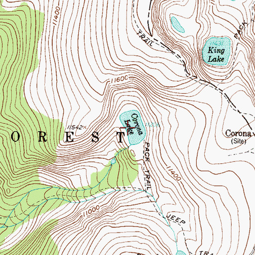 Topographic Map of Corona Lake, CO
