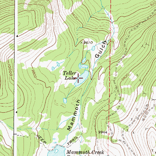 Topographic Map of Teller Lake, CO