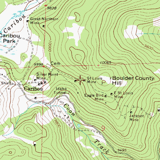 Topographic Map of Saint Louis Mine, CO