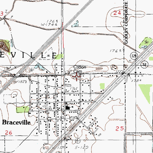 Topographic Map of Cotton Cemetery, IL