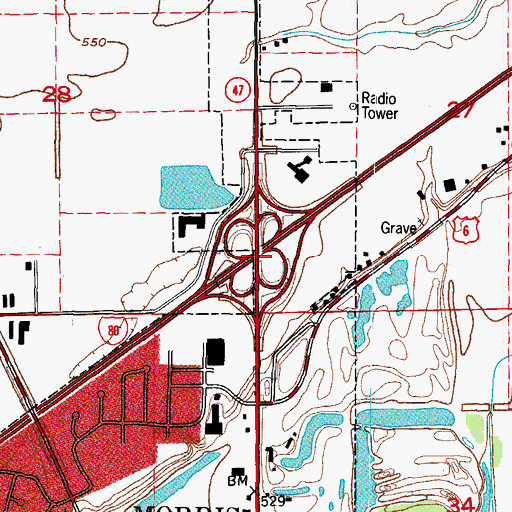 Topographic Map of Interchange 112, IL