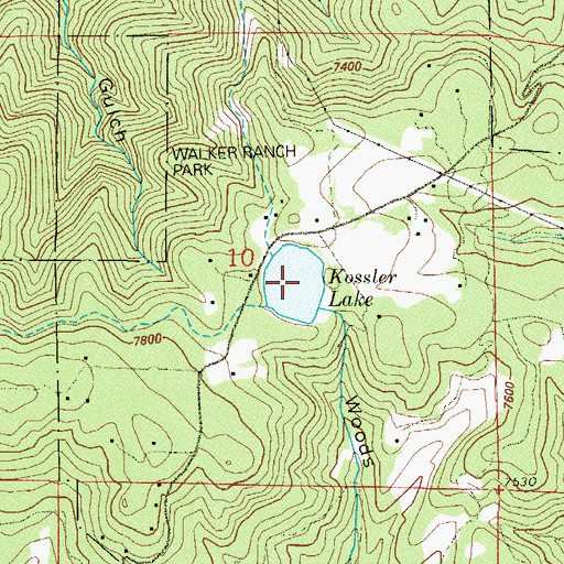 Topographic Map of Kossler Lake, CO