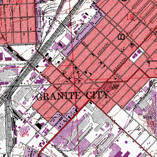 Topographic Map of Granite City City Hall, IL