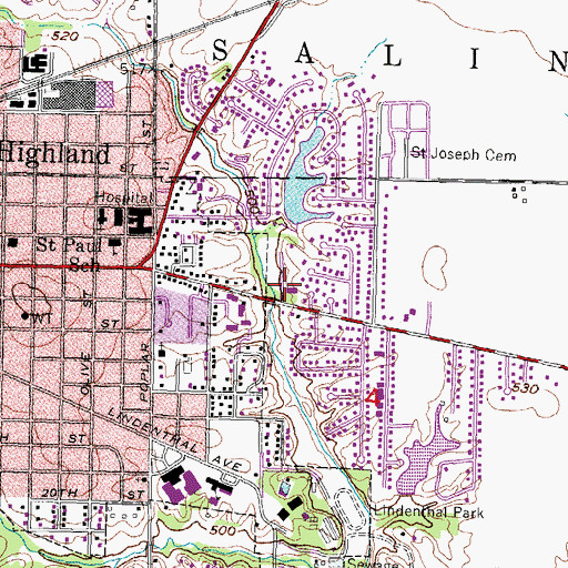 Topographic Map of Kaeser Park, IL