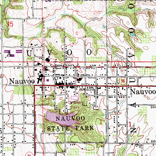Topographic Map of Nauvoo Elementary School, IL