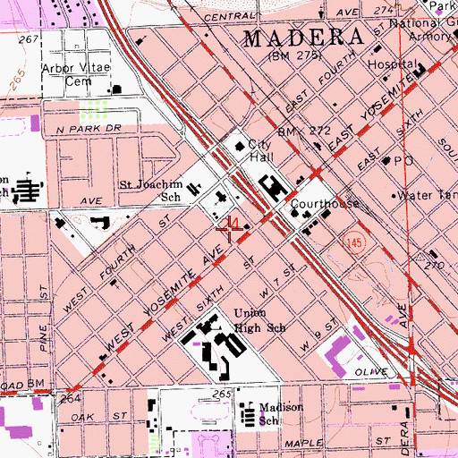 Topographic Map of Madera Sanitarium (historical), CA