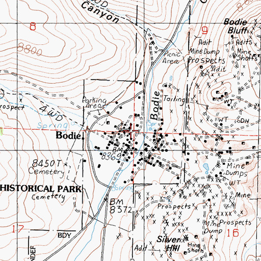 Topographic Map of United States Hotel (historical), CA