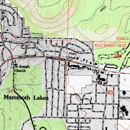 Topographic Map of Red Rooster Mall Shopping Center, CA