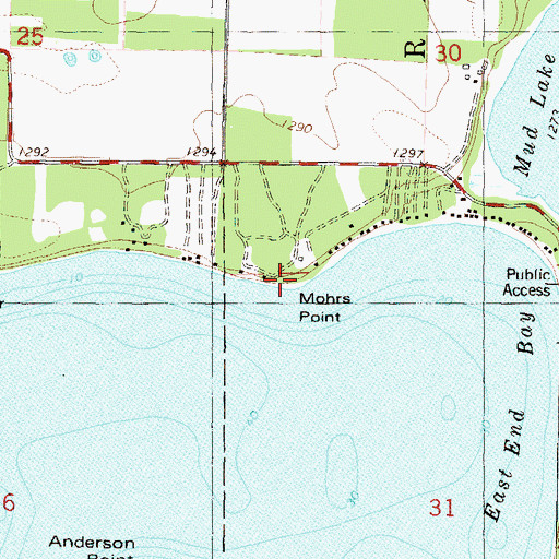 Topographic Map of Mohrs Point, MN