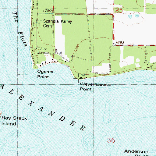 Topographic Map of Weyerhaeuser Point, MN