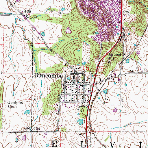 Topographic Map of Buncombe Consolidated School, IL