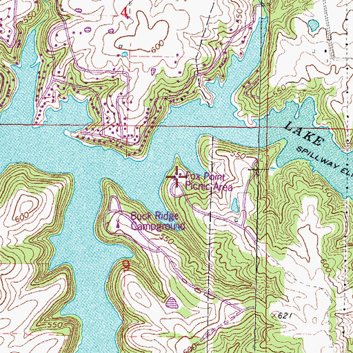 Topographic Map of Fox Point Picnic Area, IL