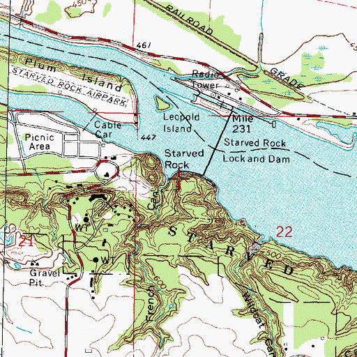 Topographic Map of Lovers Leap Overlook, IL