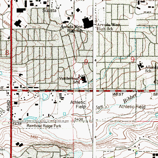 Topographic Map of Vanderhoof Elementary School, CO
