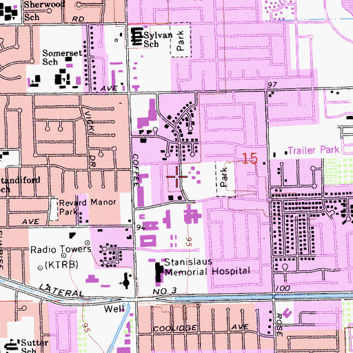 Topographic Map of C F Brown Elementary School, CA
