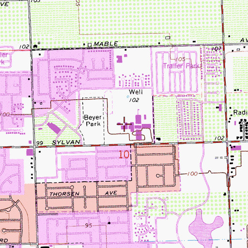 Topographic Map of Fred Beyer High School, CA