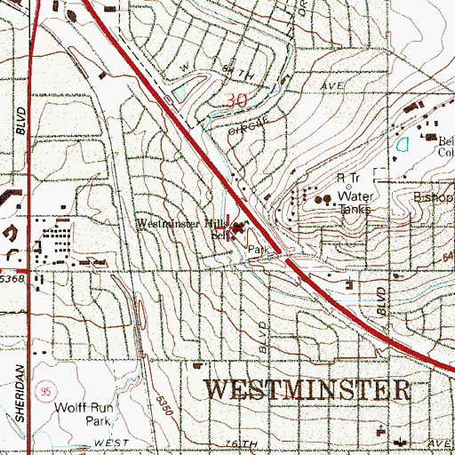 Topographic Map of Westminster Hills Elementary School (historical), CO