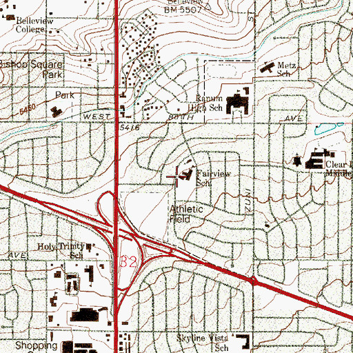 Topographic Map of Fairview Elementary School, CO
