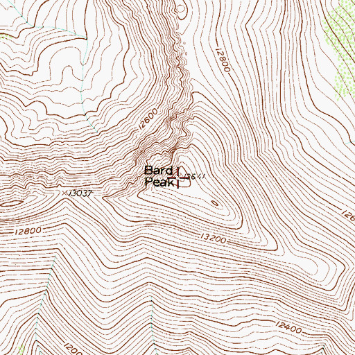 Topographic Map of Bard Peak, CO