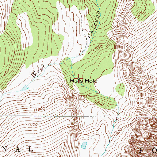 Topographic Map of Hells Hole, CO