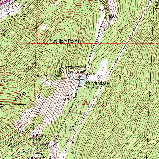 Topographic Map of Georgetown Reservoir, CO