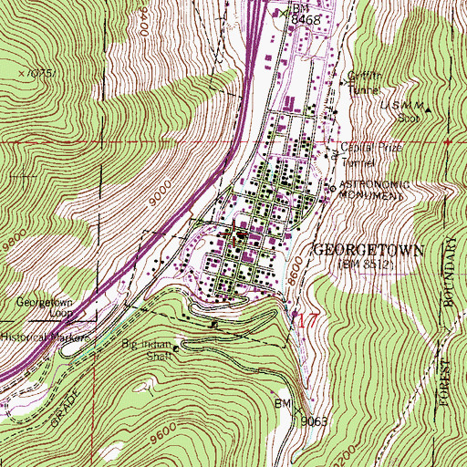Topographic Map of Georgetown, CO