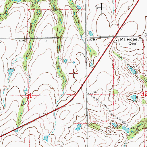 Topographic Map of Mount Hope, OK