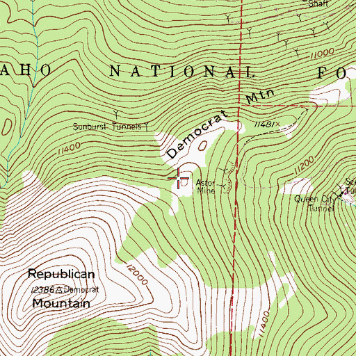 Topographic Map of Democrat Mountain, CO